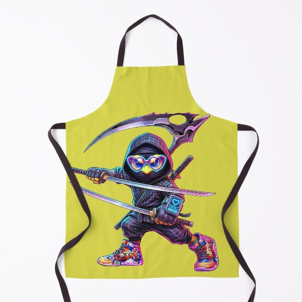 Item preview, Ninja Warrior Chicken with Swords | Neon Samurai Street Art designed and sold by Cyber-ART-Studio.