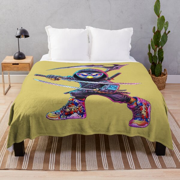 Item preview, Ninja Warrior Chicken with Swords | Neon Samurai Street Art designed and sold by Cyber-ART-Studio.