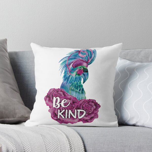 Item preview, Be Kind Parrot Wearing a Hat Colorful Watercolor Bird Empowerment Art designed and sold by DinaJefferyStudios.
