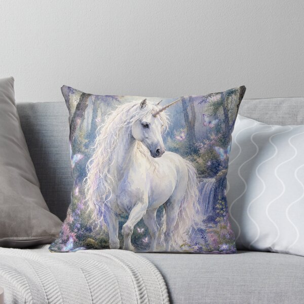 Item preview, Enchanted White Unicorn in a Fairycore Forest | Ethereal Watercolor Fantasy Art designed and sold by Bara Lune Design .