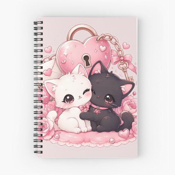 Item preview, Kawaii Black and White Couple Sticker - Romantic Pastel Love designed and sold by FluffiPopo.