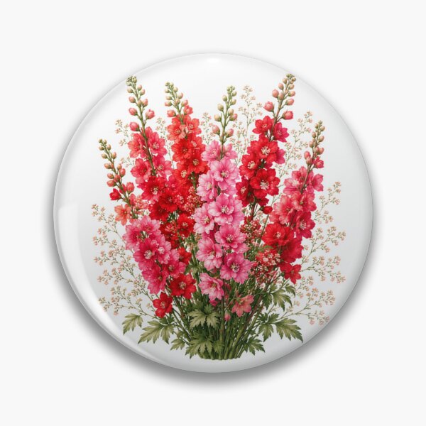 Item preview, Vintage Red Larkspur Botanical Illustration Watercolor Crimson Flowers designed and sold by Panom Suavichien.