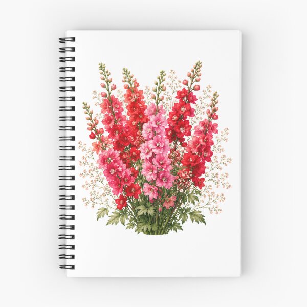 Item preview, Vintage Red Larkspur Botanical Illustration Watercolor Crimson Flowers designed and sold by Panom Suavichien.