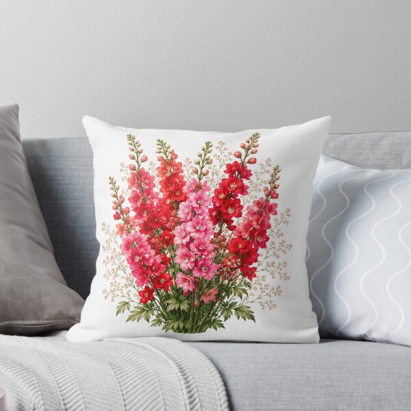 Item preview, Vintage Red Larkspur Botanical Illustration Watercolor Crimson Flowers designed and sold by Panom Suavichien.