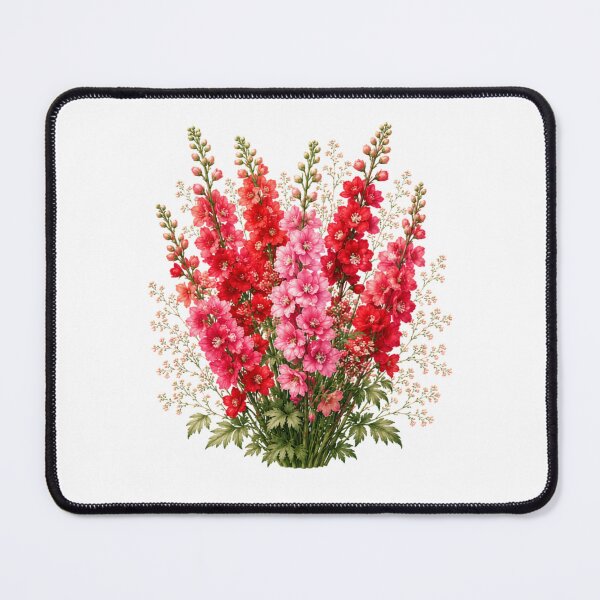 Item preview, Vintage Red Larkspur Botanical Illustration Watercolor Crimson Flowers designed and sold by Panom Suavichien.