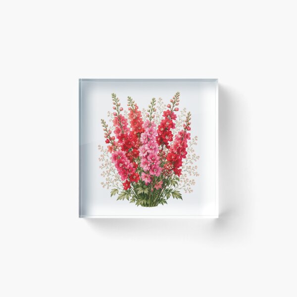 Item preview, Vintage Red Larkspur Botanical Illustration Watercolor Crimson Flowers designed and sold by Panom Suavichien.