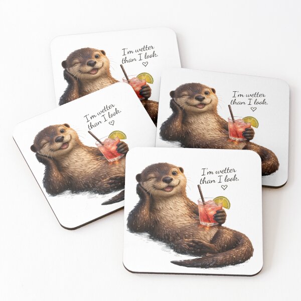 Item preview, Funny Flirty Otter Drinking Cocktail designed and sold by Rightstudio1.