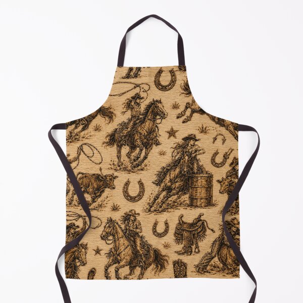 Item preview, Cowgirl Rodeo Seamless Pattern | Western Wood Burning Style Wallpaper | Rustic Pyrography Cowgirl Textile Design designed and sold by AnimalAirtistry.