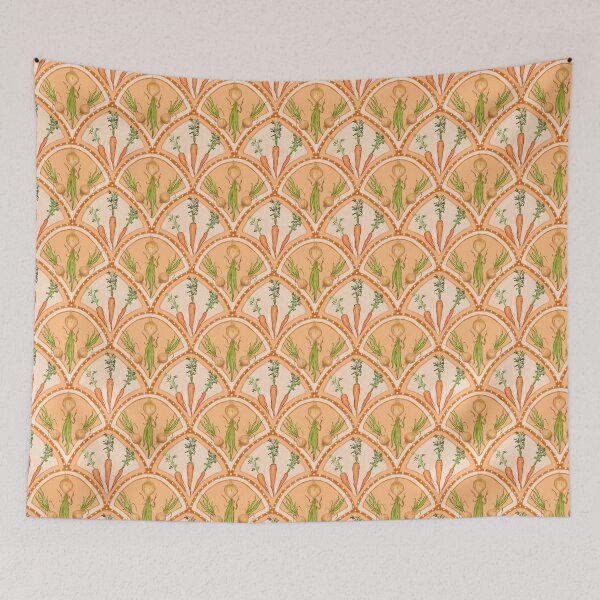 Item preview, Orange scalloped edge Garden vegetable pattern designed and sold by EmmaSB-Designs.