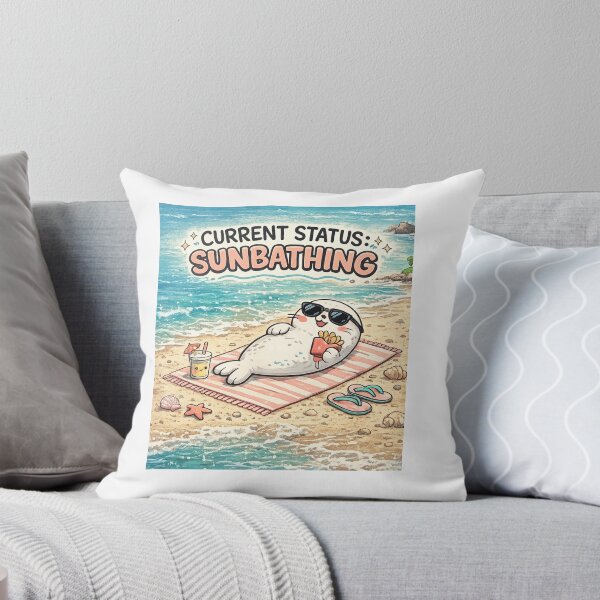 Item preview, Cute Seal Summer Shirt – Current Status Sunbathing – Funny Beach Tee designed and sold by MindMessStudio.
