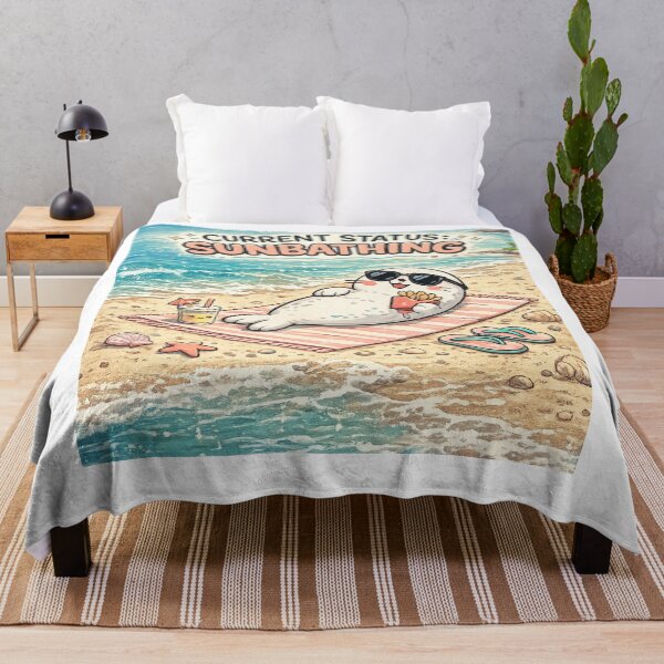 Item preview, Cute Seal Summer Shirt – Current Status Sunbathing – Funny Beach Tee designed and sold by MindMessStudio.