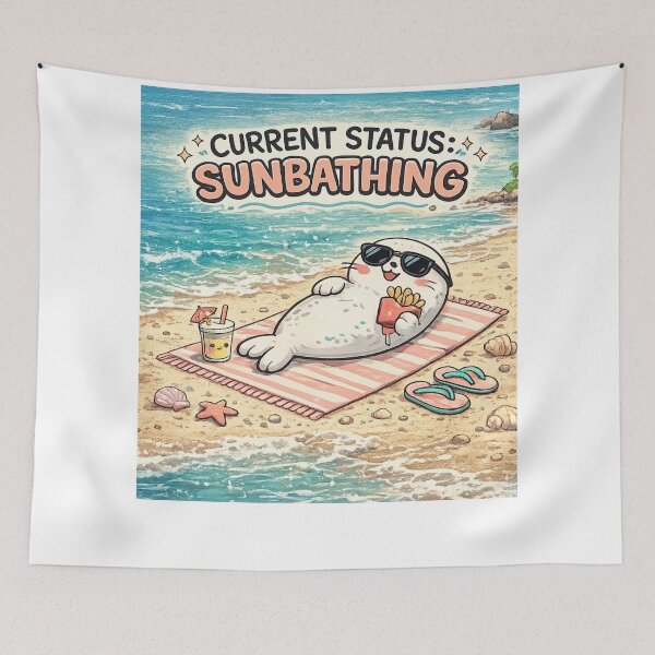 Item preview, Cute Seal Summer Shirt – Current Status Sunbathing – Funny Beach Tee designed and sold by MindMessStudio.