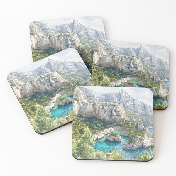 Item preview, Calanques de Cassis in Watercolor Style — Digital Art Transformation from Real Photography  designed and sold by M.ALK.Watercolor.