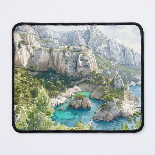 Item preview, Calanques de Cassis in Watercolor Style — Digital Art Transformation from Real Photography  designed and sold by M.ALK.Watercolor.