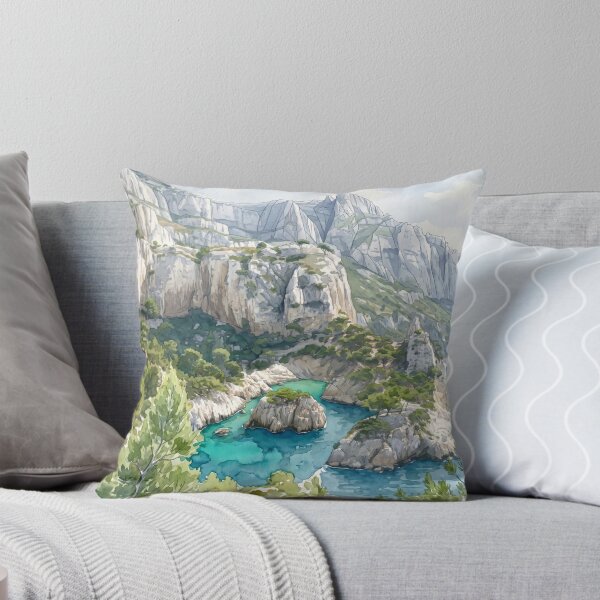 Item preview, Calanques de Cassis in Watercolor Style — Digital Art Transformation from Real Photography  designed and sold by M.ALK.Watercolor.