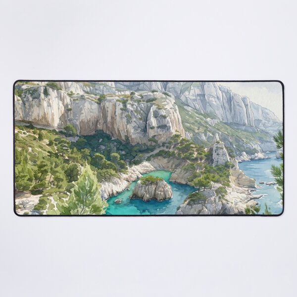 Item preview, Calanques de Cassis in Watercolor Style — Digital Art Transformation from Real Photography  designed and sold by M.ALK.Watercolor.