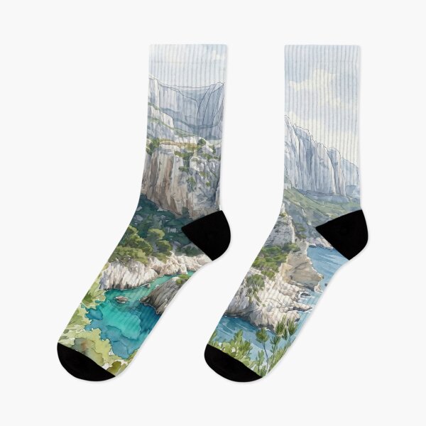 Item preview, Calanques de Cassis in Watercolor Style — Digital Art Transformation from Real Photography  designed and sold by M.ALK.Watercolor.