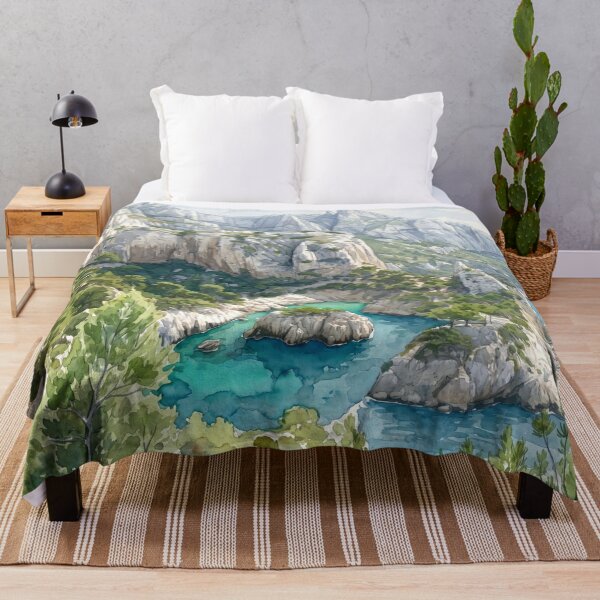 Item preview, Calanques de Cassis in Watercolor Style — Digital Art Transformation from Real Photography  designed and sold by M.ALK.Watercolor.