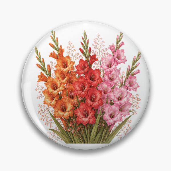 Item preview, Vintage Gladiolus Bouquet Botanical Illustration Watercolor Pink Orange Flowers designed and sold by Panom Suavichien.