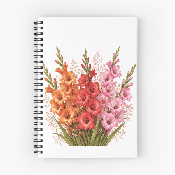 Item preview, Vintage Gladiolus Bouquet Botanical Illustration Watercolor Pink Orange Flowers designed and sold by Panom Suavichien.