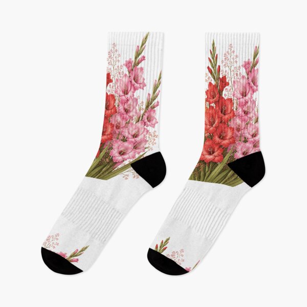 Item preview, Vintage Gladiolus Bouquet Botanical Illustration Watercolor Pink Orange Flowers designed and sold by Panom Suavichien.