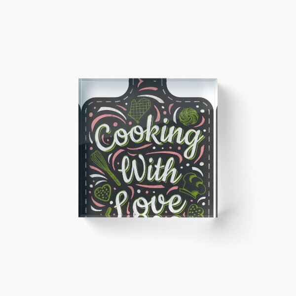 Item preview, Cooking with Love black cutting board, kitchen decor  designed and sold by Bearlala.