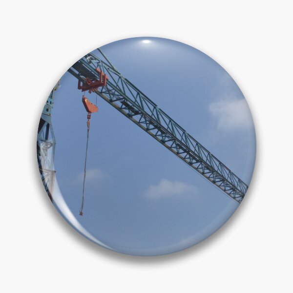 Item preview, Construction crane detail against a clear blue sky with white clouds. designed and sold by FlorinWorks.