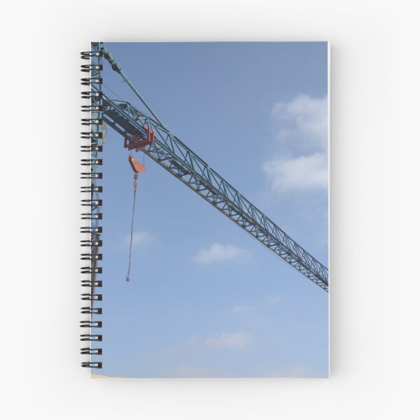 Item preview, Construction crane detail against a clear blue sky with white clouds. designed and sold by FlorinWorks.