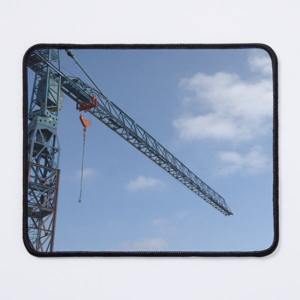 Item preview, Construction crane detail against a clear blue sky with white clouds. designed and sold by FlorinWorks.