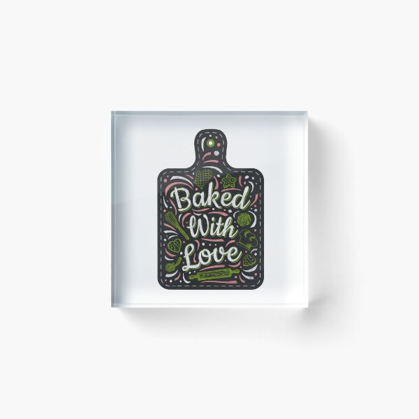Item preview, Baked with Love kitchen black cutting board  designed and sold by Bearlala.