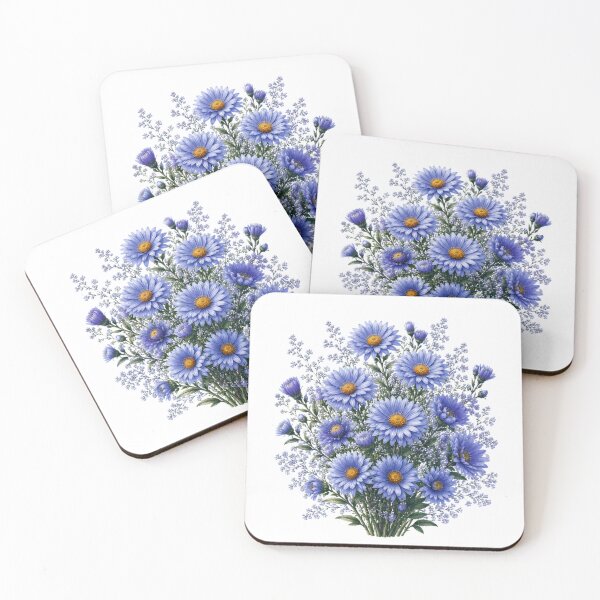 Item preview, Vintage Blue Aster Cornflower Botanical Illustration Watercolor Blue Flowers designed and sold by Panom Suavichien.