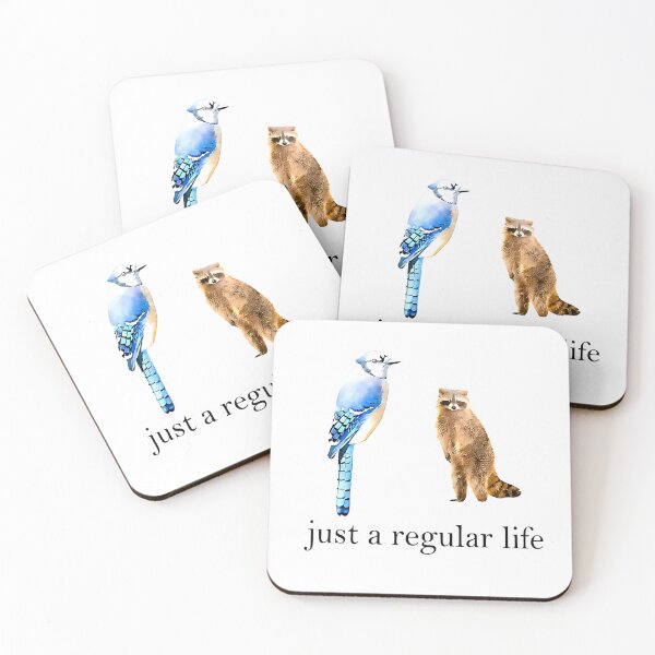 Item preview, Just a Regular Life Blue Jay Raccoon Funny Wildlife Meme  designed and sold by URGlden.