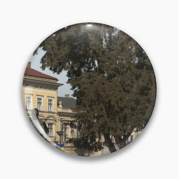 Item preview, Historical city center with classical architecture, stone statue and large green trees. designed and sold by FlorinWorks.