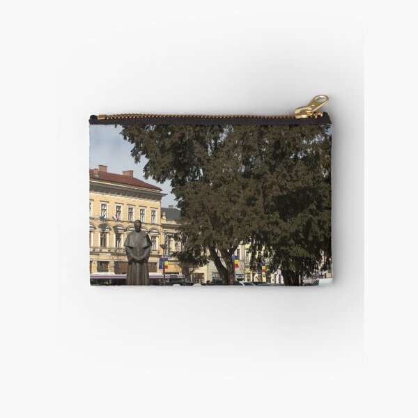 Item preview, Historical city center with classical architecture, stone statue and large green trees. designed and sold by FlorinWorks.