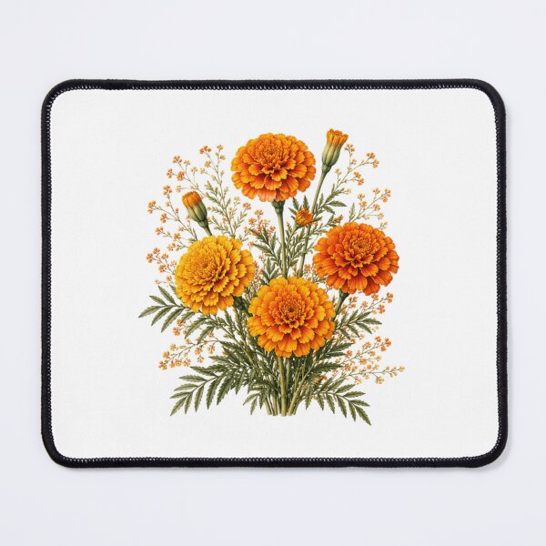 Item preview, Vintage Marigold Bouquet Botanical Illustration Watercolor Orange Autumn Flowers designed and sold by Panom Suavichien.