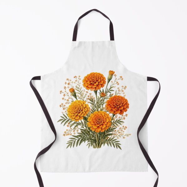 Item preview, Vintage Marigold Bouquet Botanical Illustration Watercolor Orange Autumn Flowers designed and sold by Panom Suavichien.