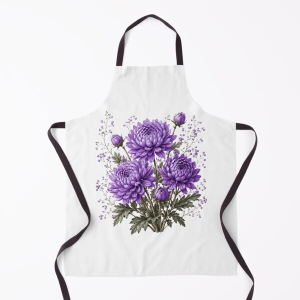 Item preview, Vintage Purple Chrysanthemum Bouquet Botanical Illustration Watercolor Mum Flowers designed and sold by Panom Suavichien.