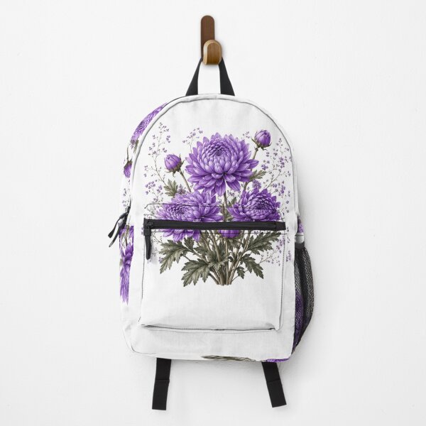 Item preview, Vintage Purple Chrysanthemum Bouquet Botanical Illustration Watercolor Mum Flowers designed and sold by Panom Suavichien.
