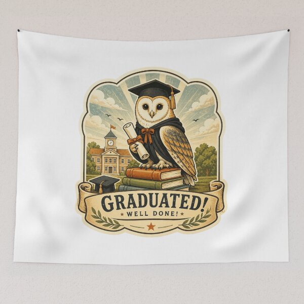 Item preview, Retro Barn Owl Graduate Sticker designed and sold by Airimo.