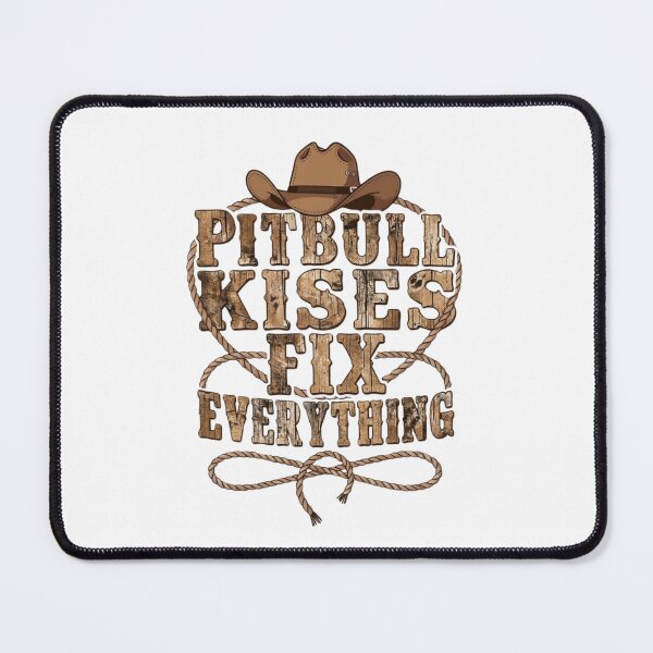 Item preview, Pitbull Kisses Fix Everything - Western Cowboy Style Wood Grain Art designed and sold by My Pitbull Place.
