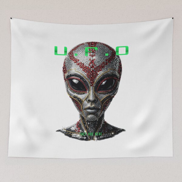 Item preview, UFO They Are Here Sparkling Glitter Adults Alien Face designed and sold by Fanybany.