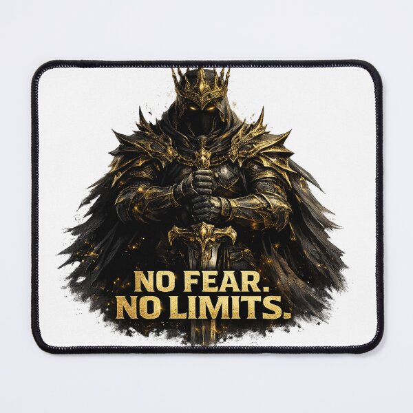 Item preview, No Fear No Limits Shirt, Dark Warrior Graphic Tee, Motivational Streetwear, Powerful Knight Design, Gym Mindset T-Shirt designed and sold by Falcoreale.