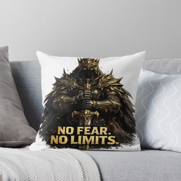 Item preview, No Fear No Limits Shirt, Dark Warrior Graphic Tee, Motivational Streetwear, Powerful Knight Design, Gym Mindset T-Shirt designed and sold by Falcoreale.