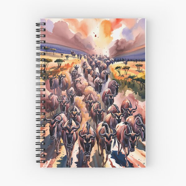 Item preview, Wildebeest Stampede Savannah Watercolor designed and sold by WildlifeInc.