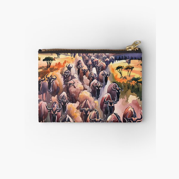 Item preview, Wildebeest Stampede Savannah Watercolor designed and sold by WildlifeInc.