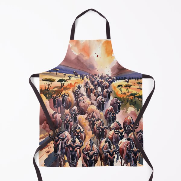 Item preview, Wildebeest Stampede Savannah Watercolor designed and sold by WildlifeInc.