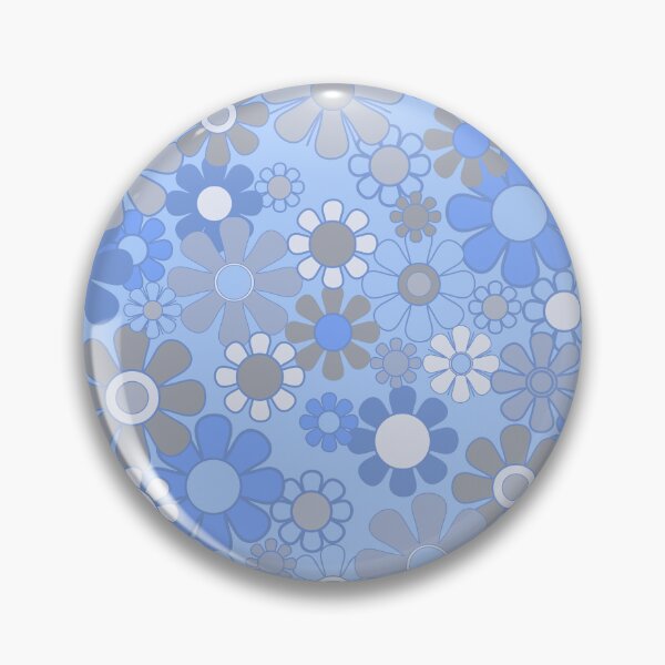 Item preview, Retro 70s Floral Pattern in Blue and Gray designed and sold by kierkegaard.