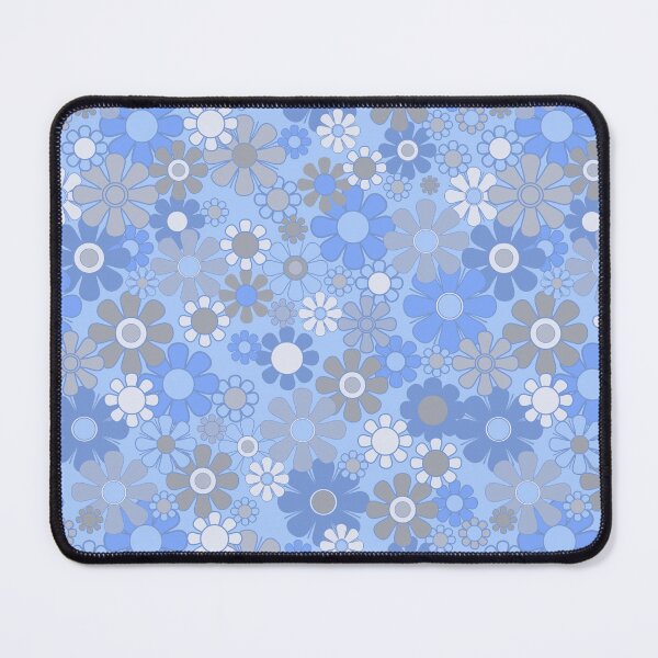 Item preview, Retro 70s Floral Pattern in Blue and Gray designed and sold by kierkegaard.