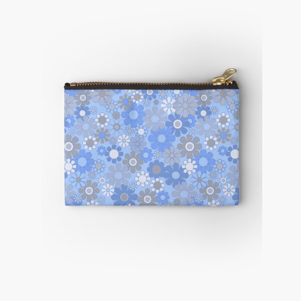Item preview, Retro 70s Floral Pattern in Blue and Gray designed and sold by kierkegaard.