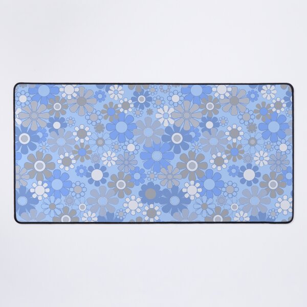 Item preview, Retro 70s Floral Pattern in Blue and Gray designed and sold by kierkegaard.